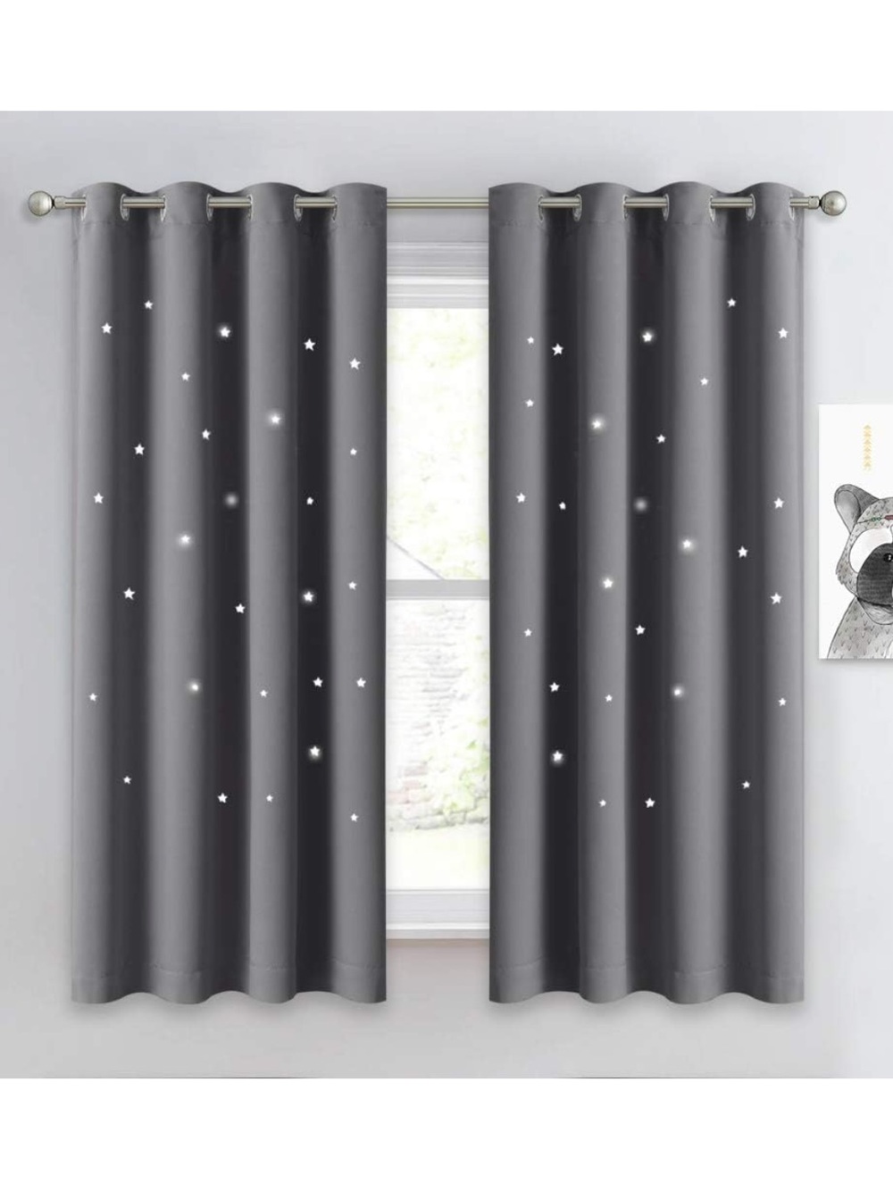 Grommet Top Light Gray Curtain Panel - Modern Blackout Drapery